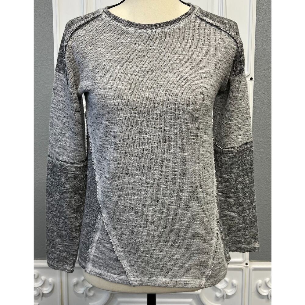 Faded Glory Gray Colorblock Knit Top- Women's Small